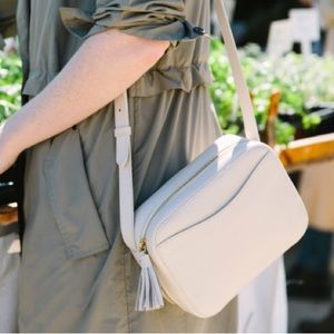 Cuyana white/cream Leather Tassel Crossbody Bag